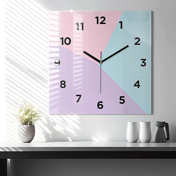 Wanduhr modern quadratisch Pastellfarbenes Muster