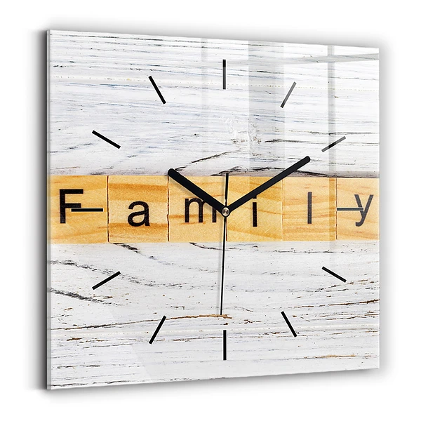 Wanduhr modern quadratisch Familie