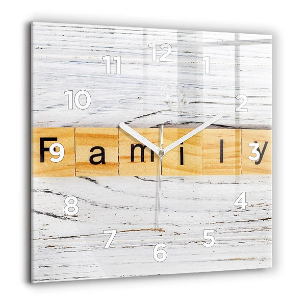 Wanduhr modern quadratisch Familie