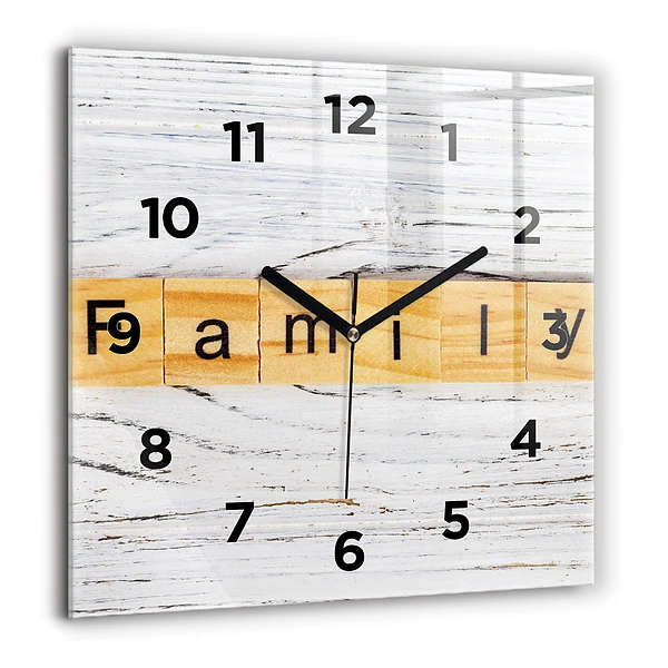 Wanduhr modern quadratisch Familie