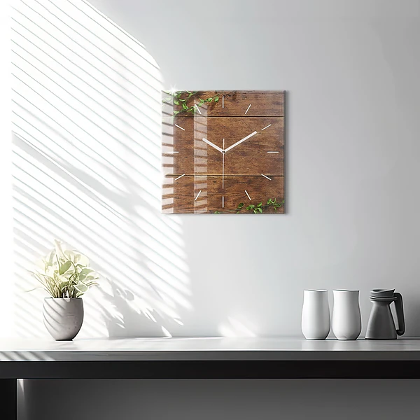 Wanduhr quadratisch Rustikales Holz