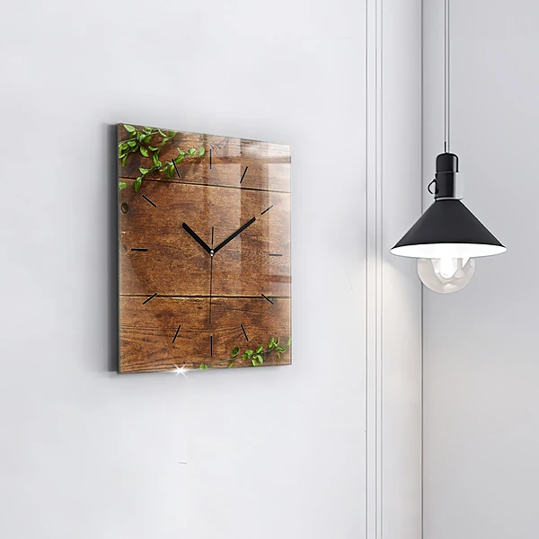 Wanduhr quadratisch Rustikales Holz