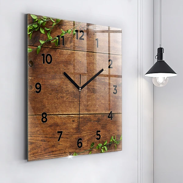 Wanduhr quadratisch Rustikales Holz