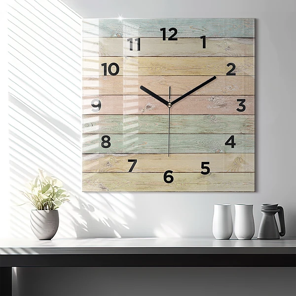 Wanduhr quadratisch Farbige Tafeln