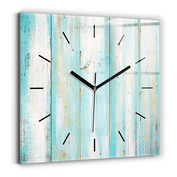 Wanduhr quadratisch Blaue Bretter