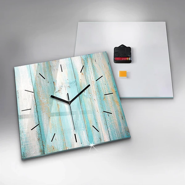 Wanduhr quadratisch Blaue Bretter
