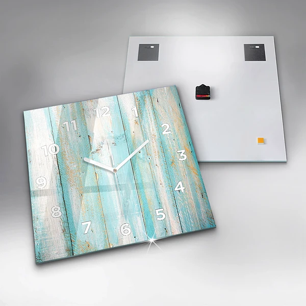 Wanduhr quadratisch Blaue Bretter