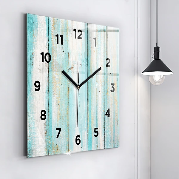 Wanduhr quadratisch Blaue Bretter
