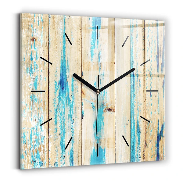 Wanduhr modern quadratisch Zerkratztes Holz
