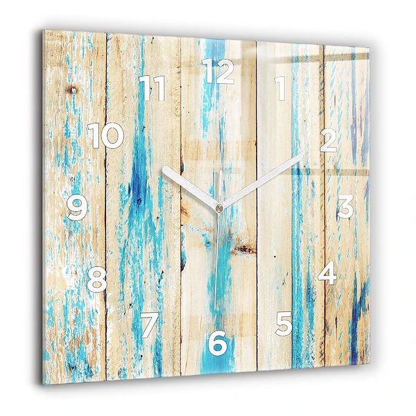 Wanduhr modern quadratisch Zerkratztes Holz