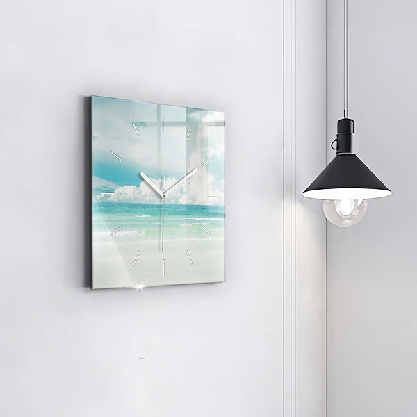 Wanduhr modern quadratisch Landschaft mit Meer