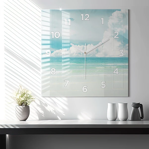 Wanduhr modern quadratisch Landschaft mit Meer