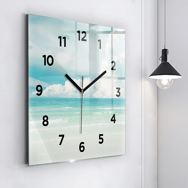 Wanduhr modern quadratisch Landschaft mit Meer