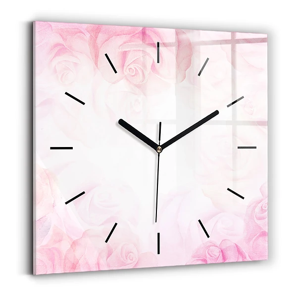Wanduhr modern quadratisch Abstrakte Rosen