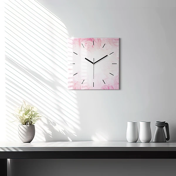 Wanduhr modern quadratisch Abstrakte Rosen
