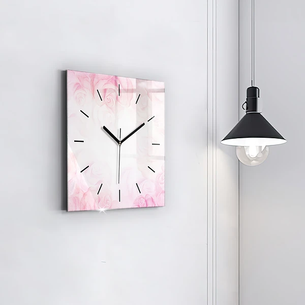 Wanduhr modern quadratisch Abstrakte Rosen