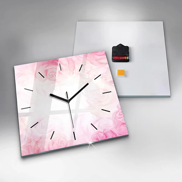 Wanduhr modern quadratisch Abstrakte Rosen