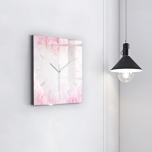 Wanduhr modern quadratisch Abstrakte Rosen