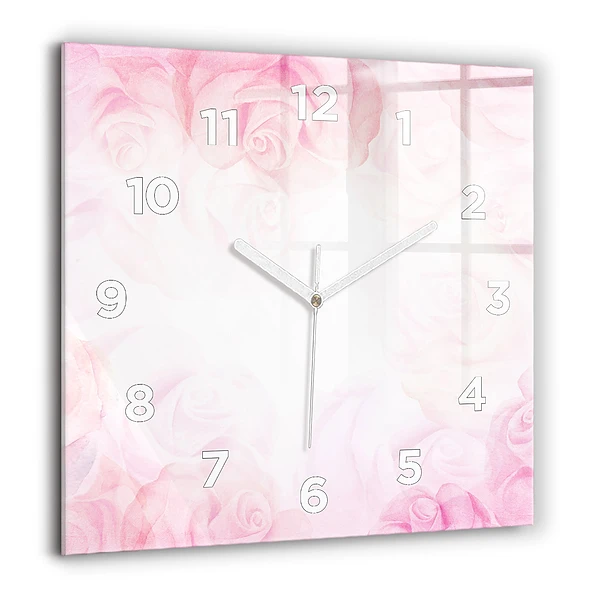 Wanduhr modern quadratisch Abstrakte Rosen