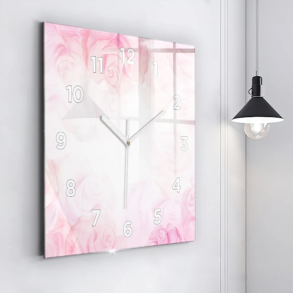 Wanduhr modern quadratisch Abstrakte Rosen