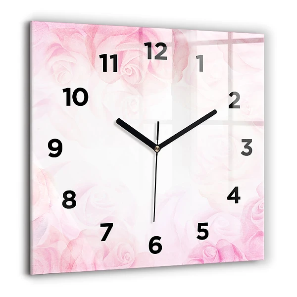 Wanduhr modern quadratisch Abstrakte Rosen