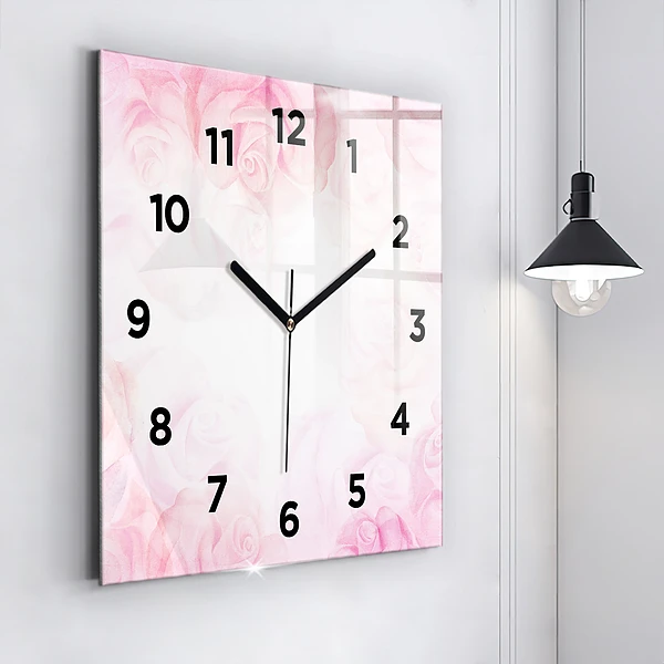 Wanduhr modern quadratisch Abstrakte Rosen