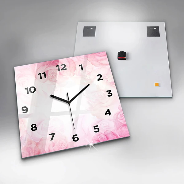 Wanduhr modern quadratisch Abstrakte Rosen