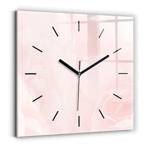 Wanduhr quadratisch Blühende Rosen