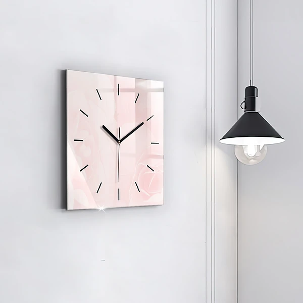 Wanduhr quadratisch Blühende Rosen