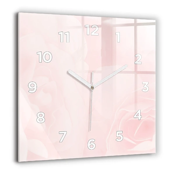 Wanduhr quadratisch Blühende Rosen