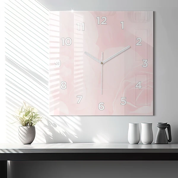 Wanduhr quadratisch Blühende Rosen