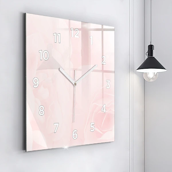Wanduhr quadratisch Blühende Rosen
