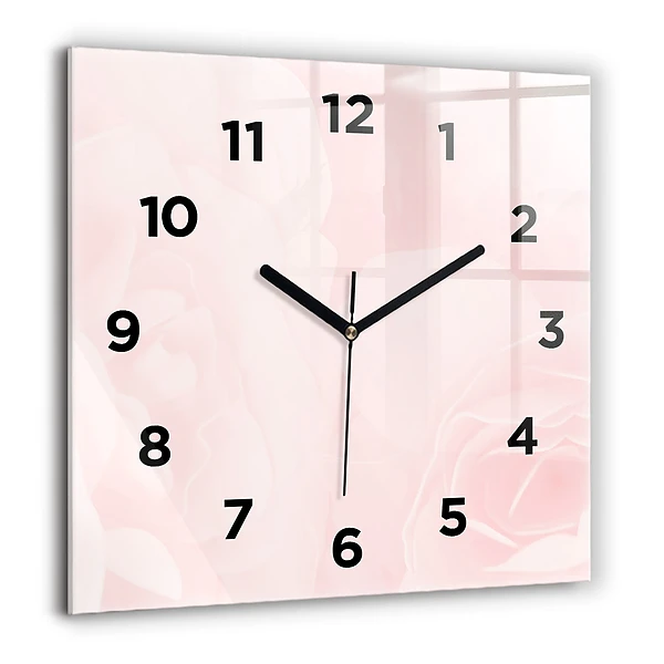 Wanduhr quadratisch Blühende Rosen