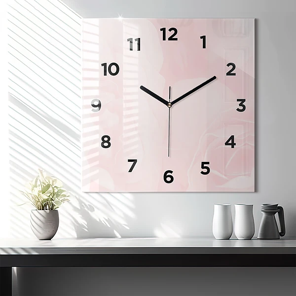 Wanduhr quadratisch Blühende Rosen