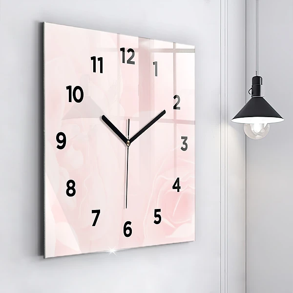 Wanduhr quadratisch Blühende Rosen