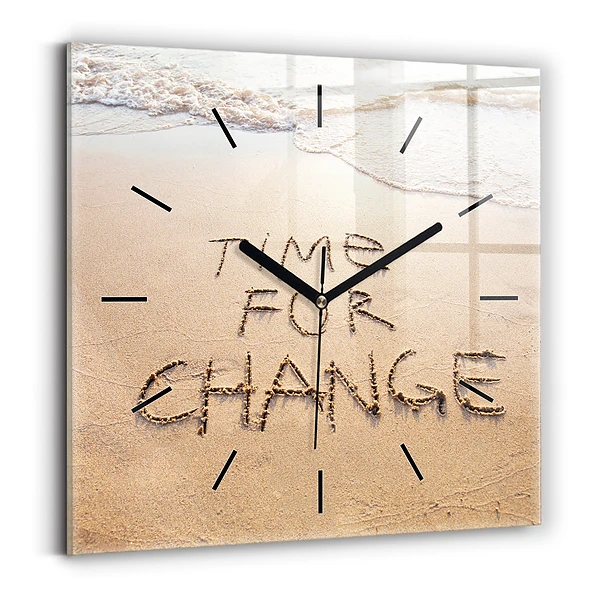 Wanduhr modern quadratisch Zitat am Strand