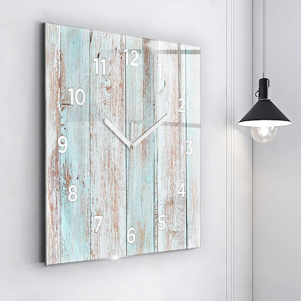 Wanduhr quadratisch mit motiv Pastell Holz