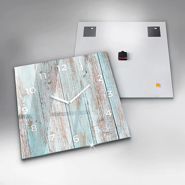 Wanduhr quadratisch mit motiv Pastell Holz