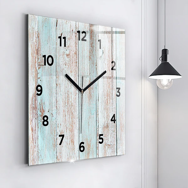 Wanduhr quadratisch mit motiv Pastell Holz