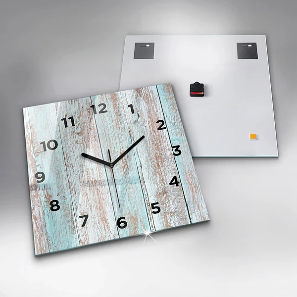 Wanduhr quadratisch mit motiv Pastell Holz