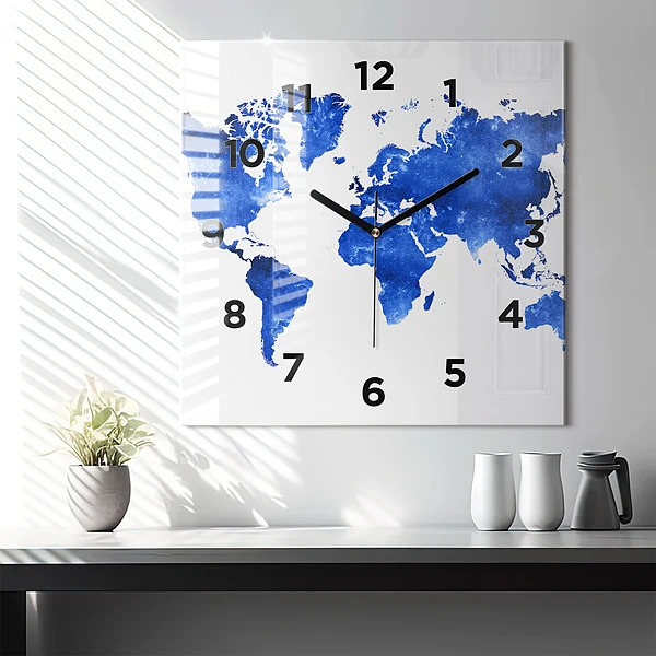 Wanduhr quadratisch mit motiv Kosmische Weltkarte