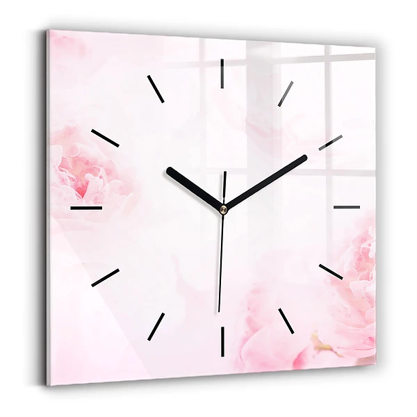 Wanduhr modern quadratisch Blühende Blumen