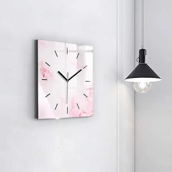 Wanduhr modern quadratisch Blühende Blumen