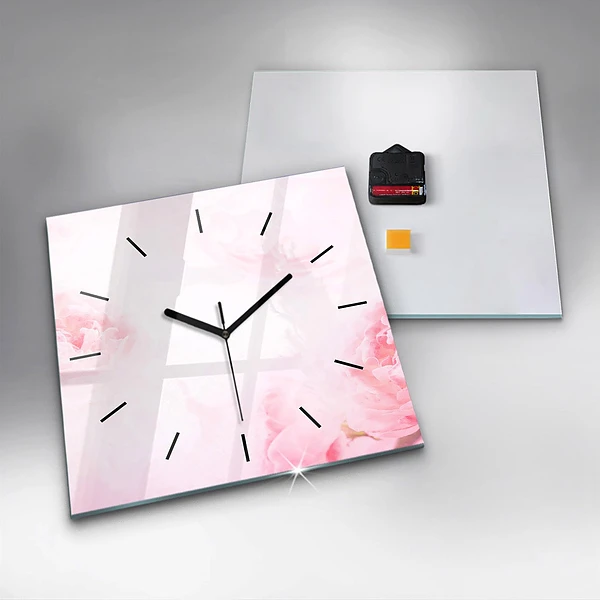 Wanduhr modern quadratisch Blühende Blumen