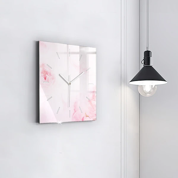Wanduhr modern quadratisch Blühende Blumen