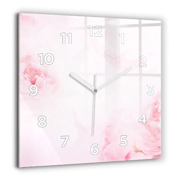 Wanduhr modern quadratisch Blühende Blumen