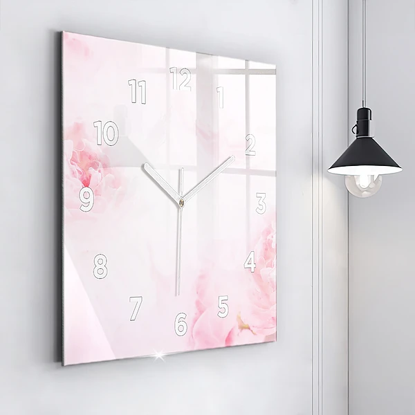 Wanduhr modern quadratisch Blühende Blumen