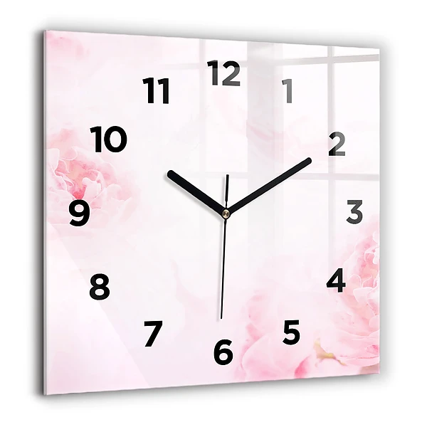 Wanduhr modern quadratisch Blühende Blumen