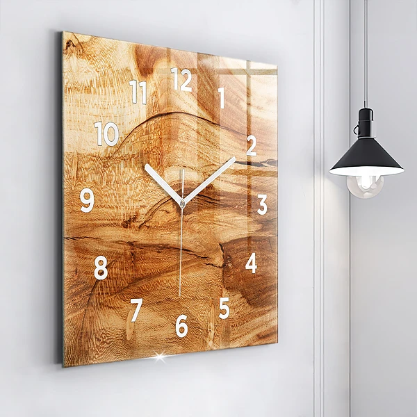 Wanduhr quadratisch mit motiv Holztextur
