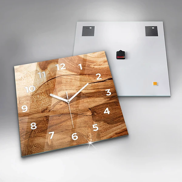 Wanduhr quadratisch mit motiv Holztextur
